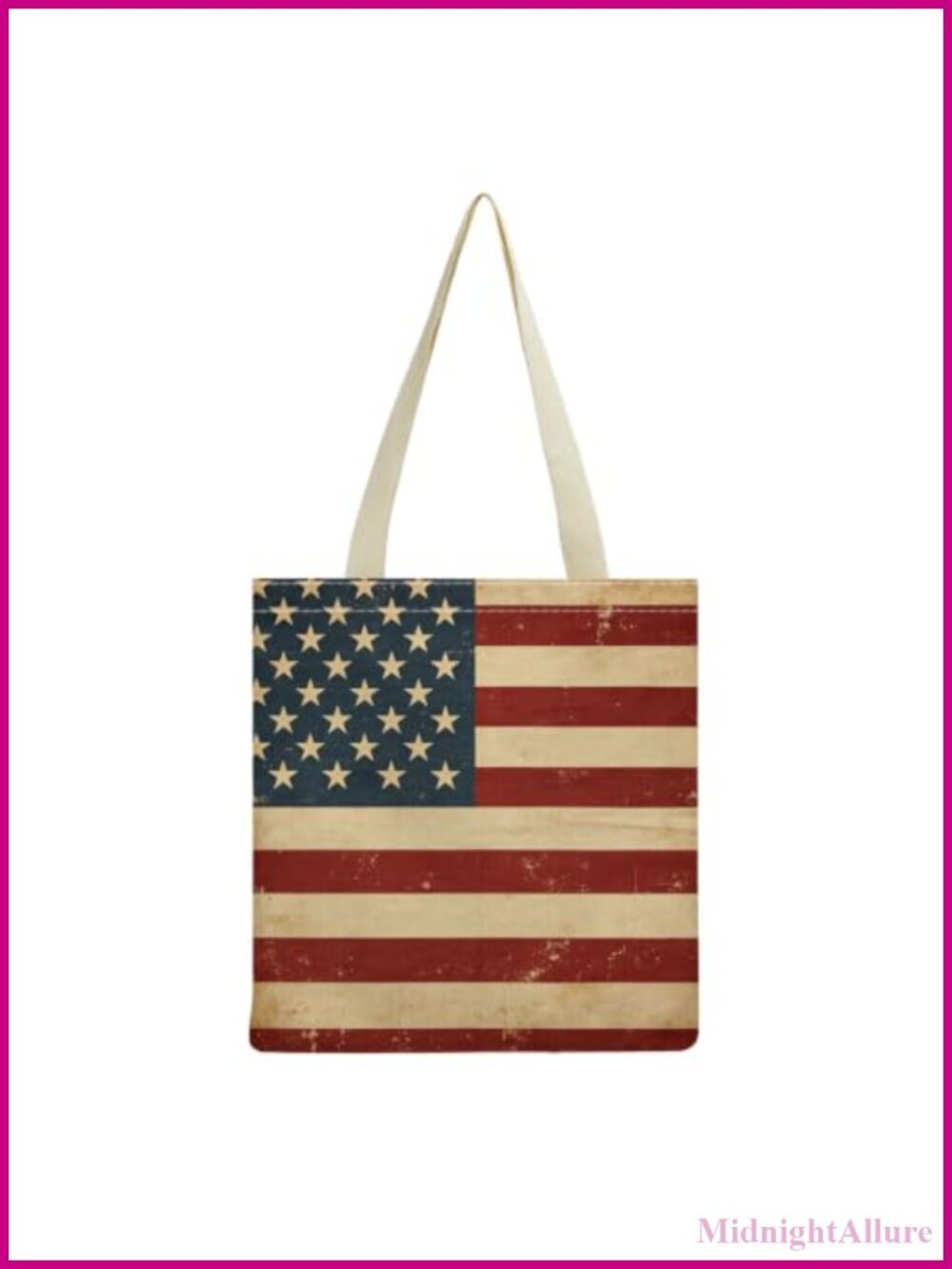 Vintage American Flag Graphic Tote Bag Reusable Shoulder Shopper
